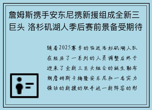 詹姆斯携手安东尼携新援组成全新三巨头 洛杉矶湖人季后赛前景备受期待
